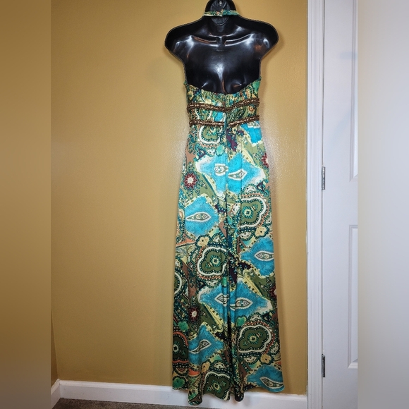 Kay Unger 100% Silk Satin Floral Halter Formal Dress sz 4 - Picture 3 of 10